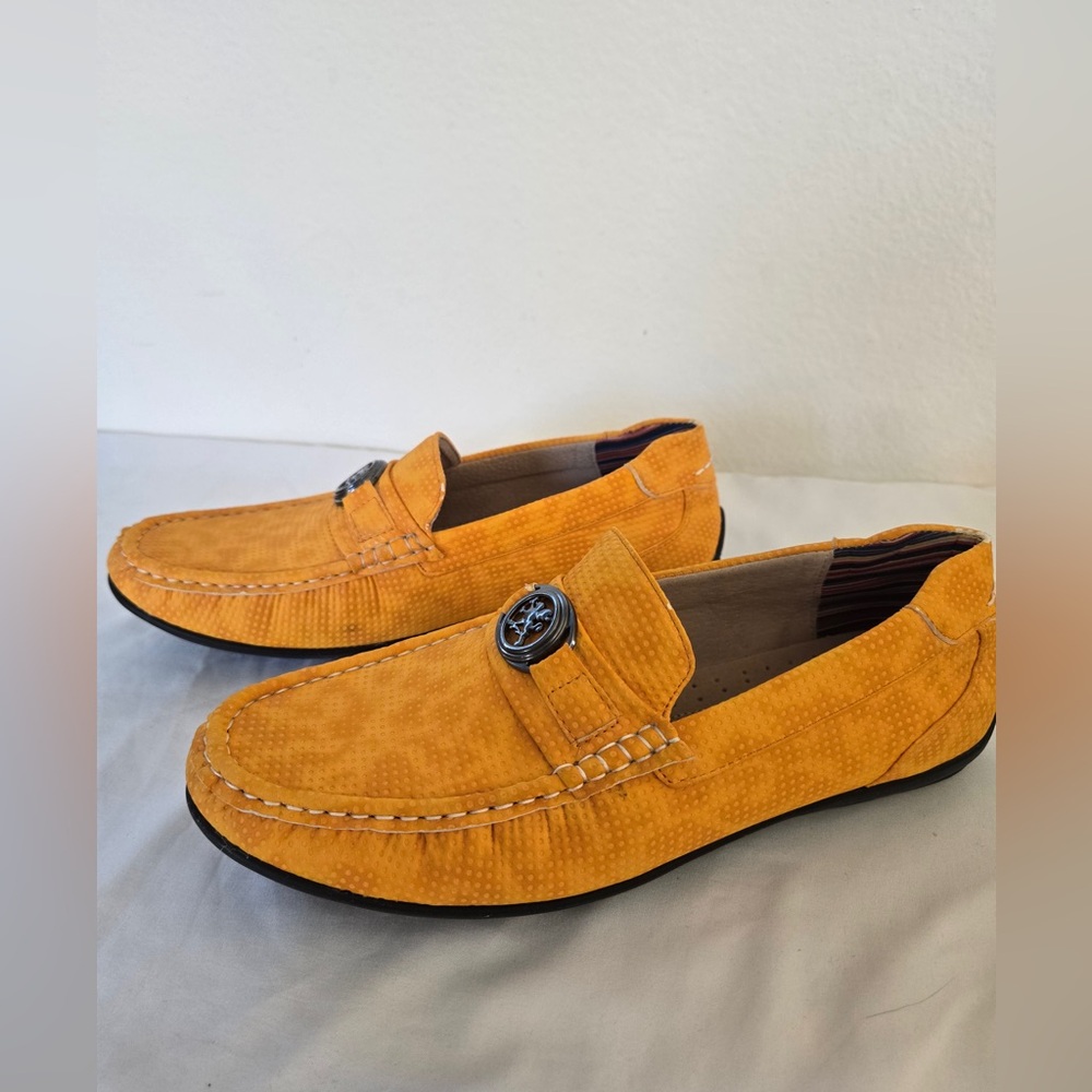 Stacy Adams Men’s Loafers | Orange Textured Slip-On | Size 8M | Pre-Owned